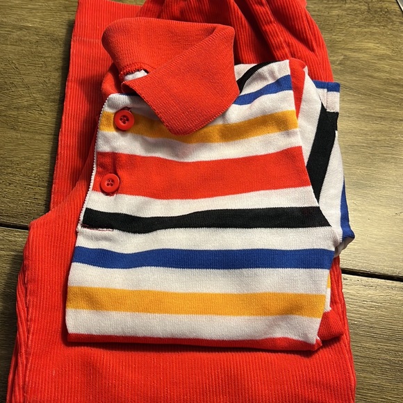 Vtg Healthtex Boy Sz 6 Multicolored Stripe Polo Shirt with Cords Set Made In USA - Picture 12 of 16